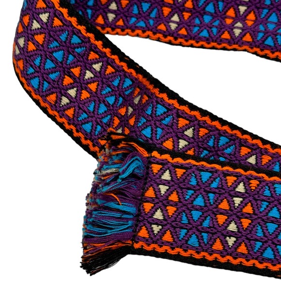 Vintage Woven Tapestry Geometric Boho Belt OS The Orange Flower Wickford RI - Picture 2 of 6
